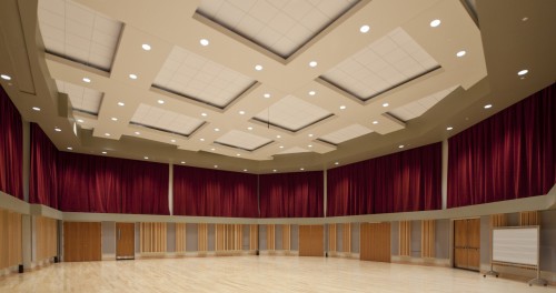 The new rehearsal hall is big enough for large orchestral ensembles.