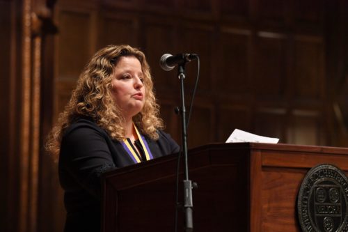 Renée Jolles accepting this honor. PC: Deron Berkhof