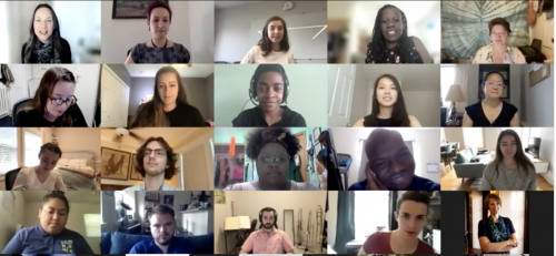 Students from the 2021 ELA attending a workshop with keynote speaker Melissa Ngan. Screenshot taken by Stephen Biegner.