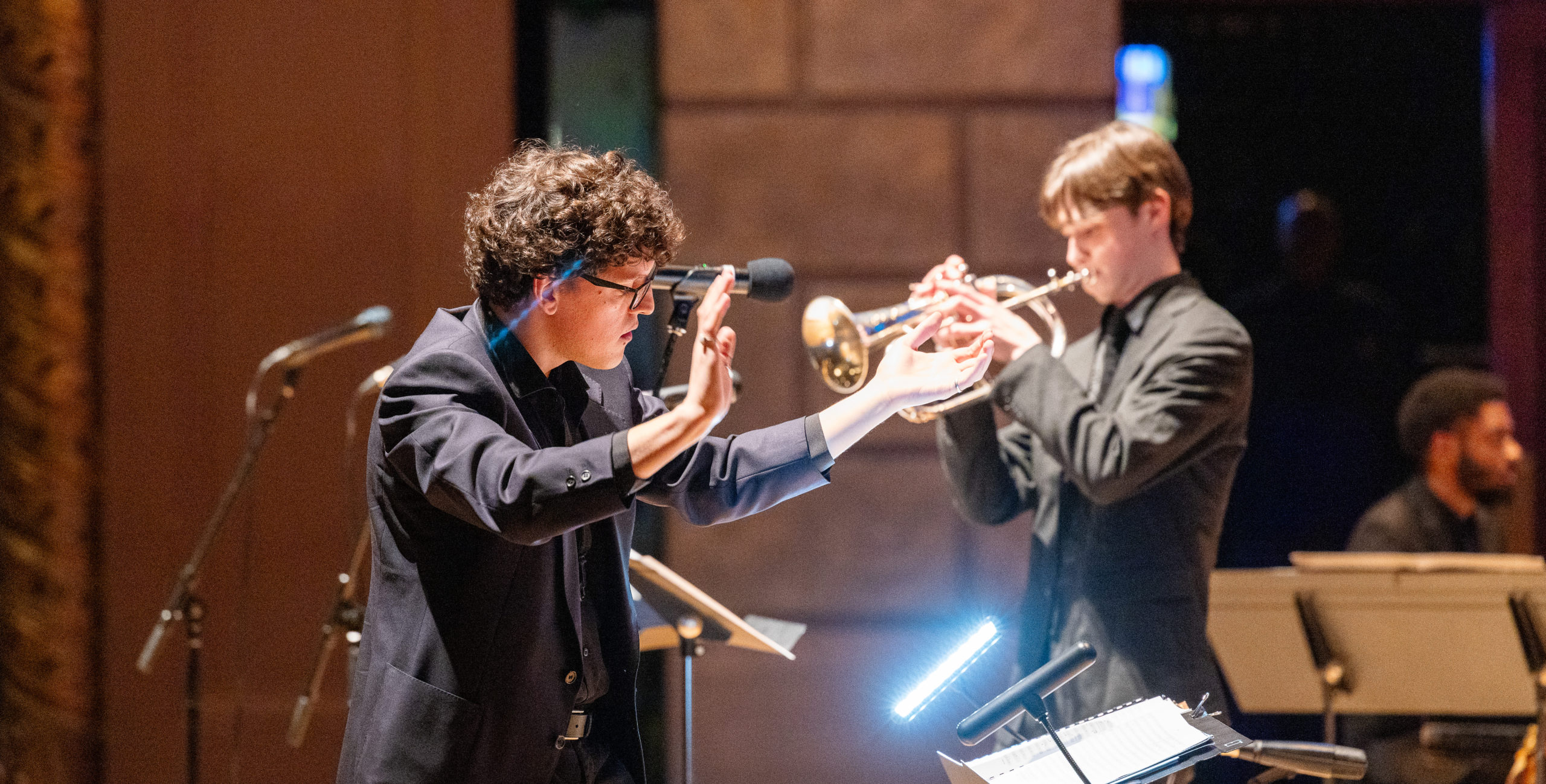 Student Conducting during Jazz performance in Kodak Hall