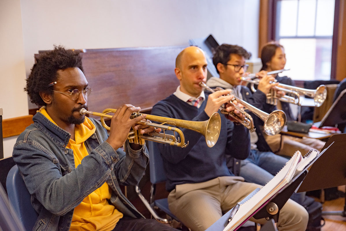 three-trumpet-students-in-Chris-Azzara-class trumpet players